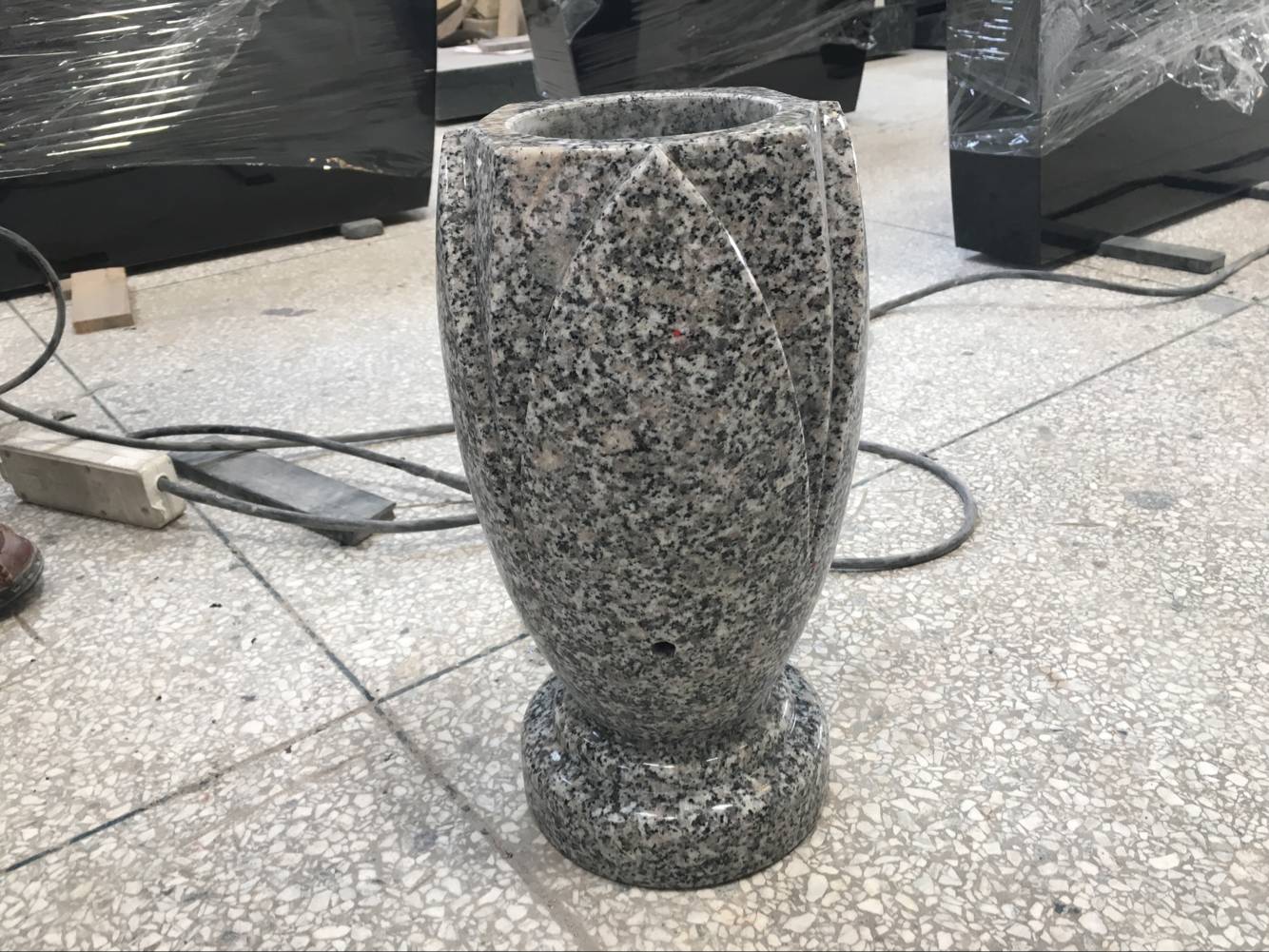 Simple White Granite Cemetery Vases For Headstone Huian Boda Stone